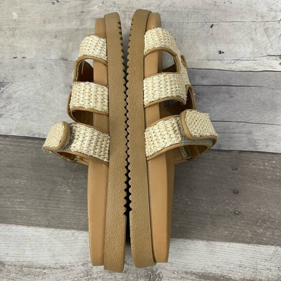 Steve Madden Mayven Natural Raffia Flatform Slide Sandals US 8 Summer Resort - Picture 8 of 11